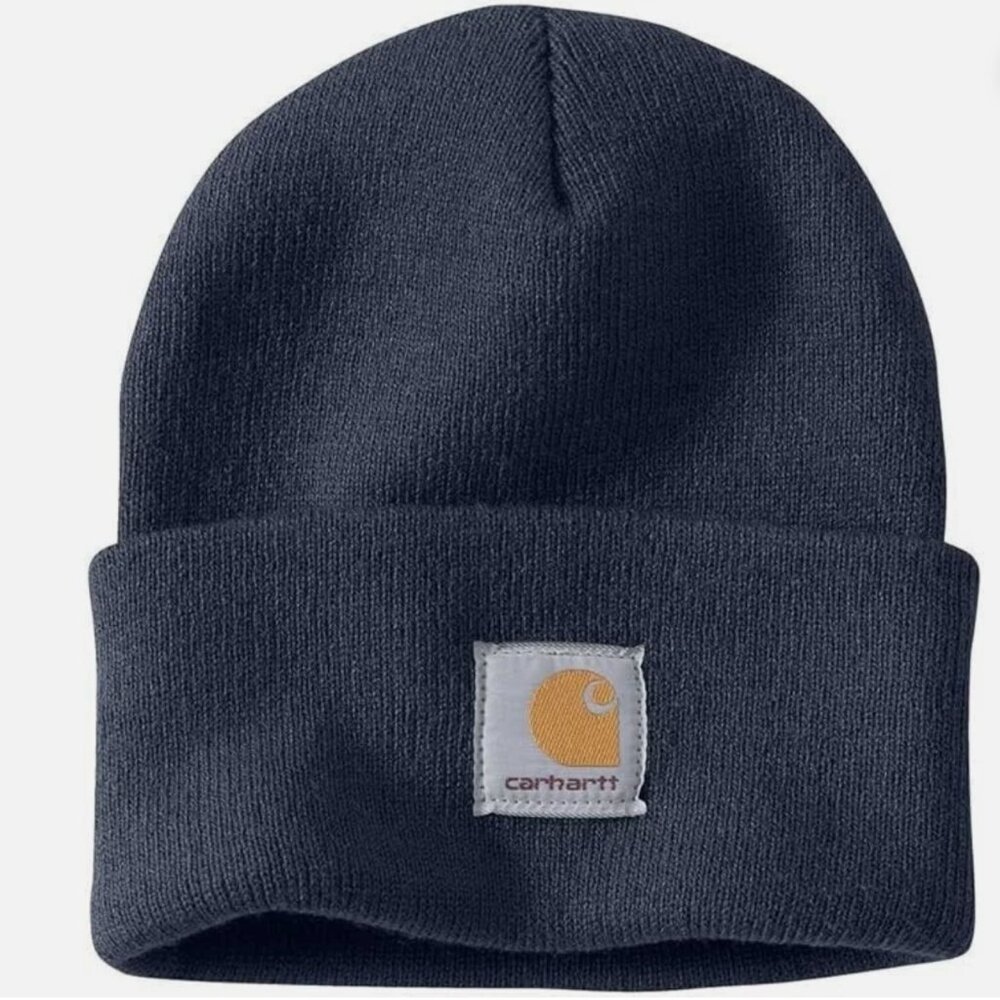 Carhartt Men's Knit Cuffed Beanie Stretch Rib Knit Navy NEW